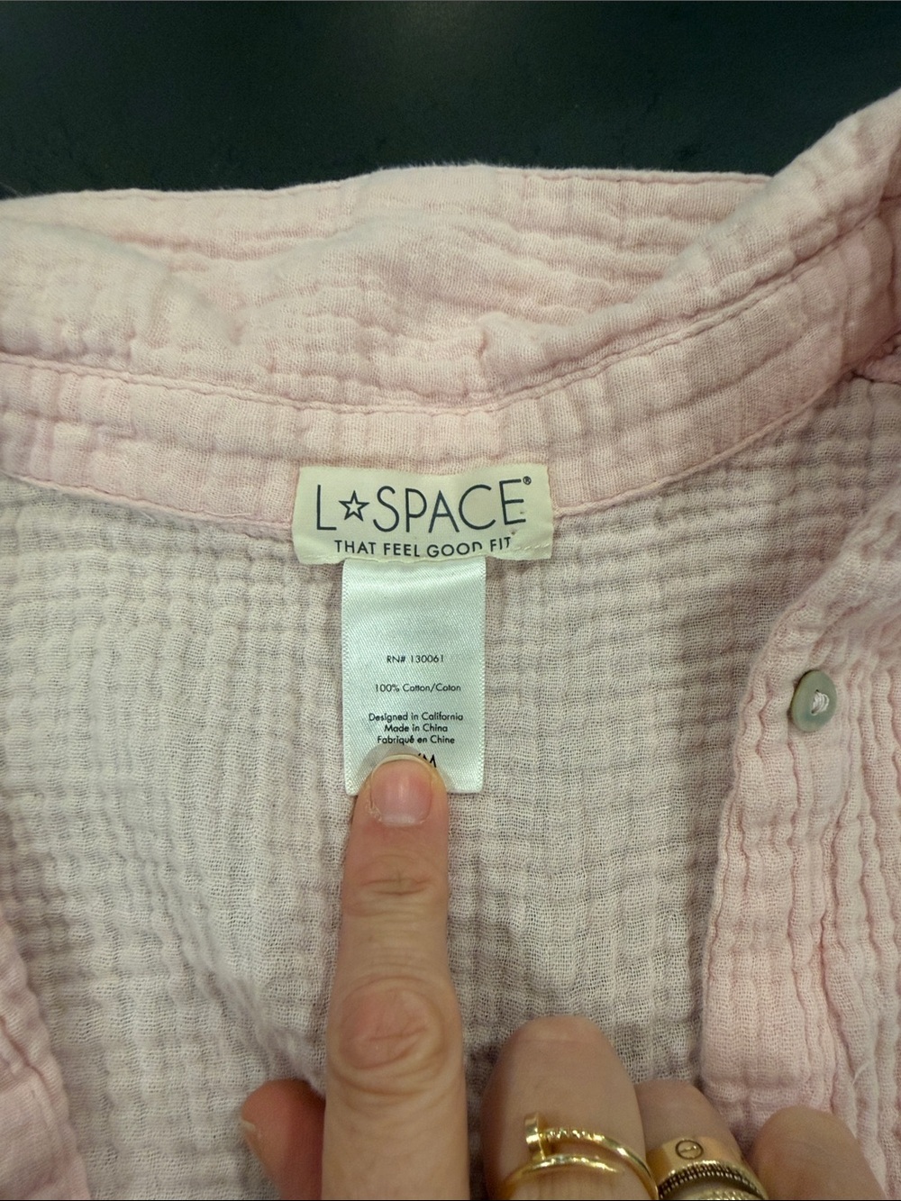 l*space Pale Pink Cotton Button romper